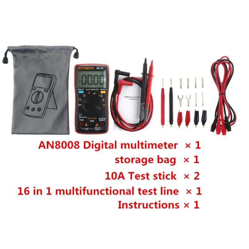 ANENG AN8008 True-RMS цифровой мультиметр 9999 отсчетов квадратная волна подсветка AC DC Напряжение Амперметр Ток Ом Тест Авто/руководство