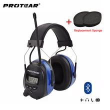 Protear Bluetooth FM/AM Radio Electronic Ear muffs Built-in Microphone Ear Defenders Hearing Protector with AUX IN & Cable