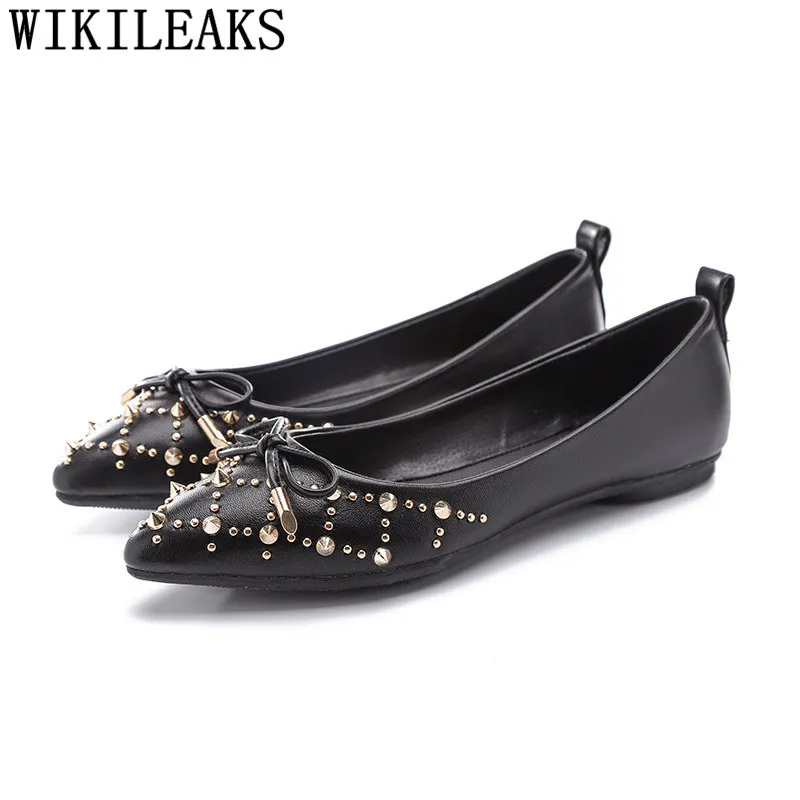 

harajuku shoes fashion Rivet ladies shoes Butterfly-knot flat shoes women pointed toe flats creepers loafers women spor ayakkabi