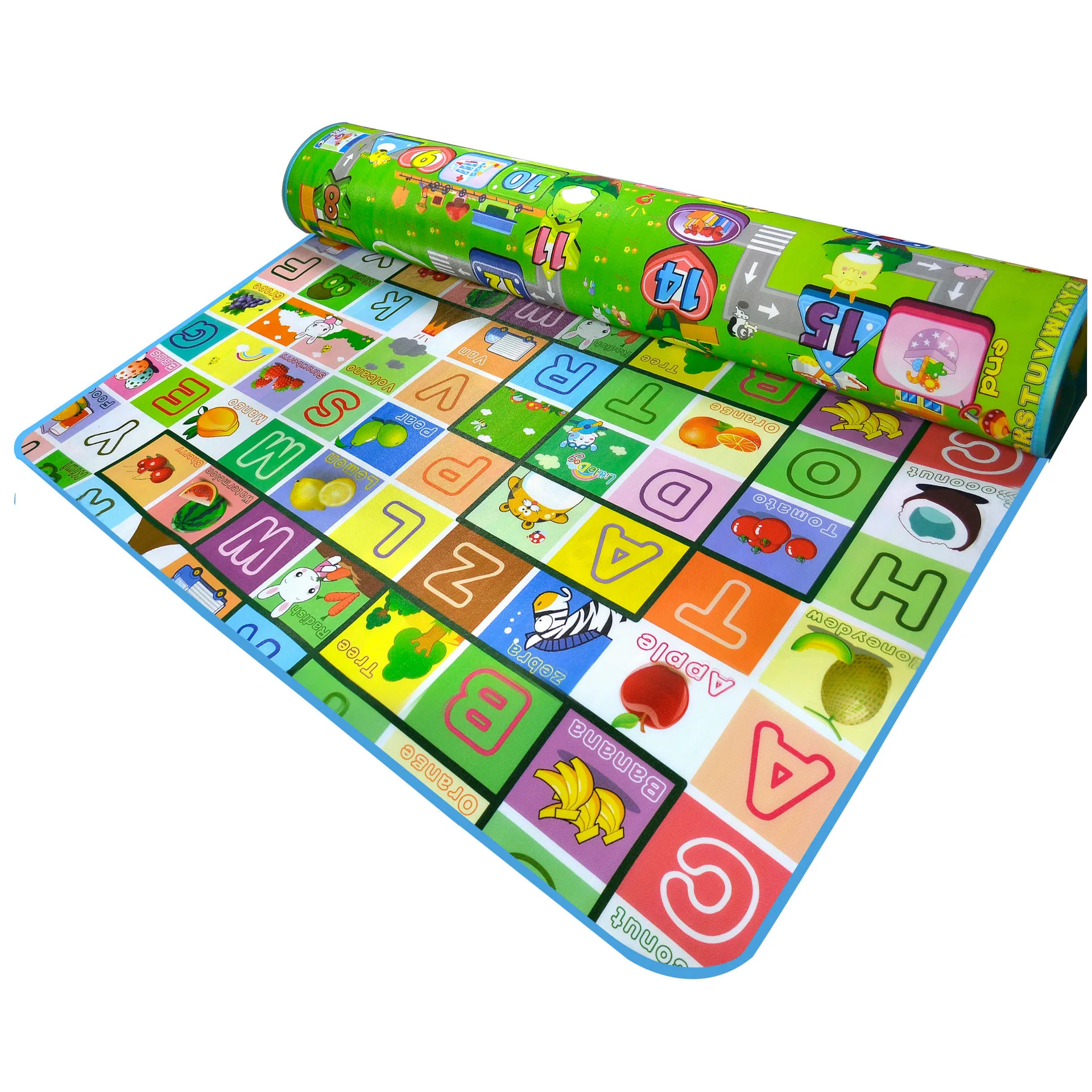 Двухсторонний детский коврик для ползания, тонкий портативный игровой коврик, губчатая пена, буквы с изображением фермы коврик для пикника