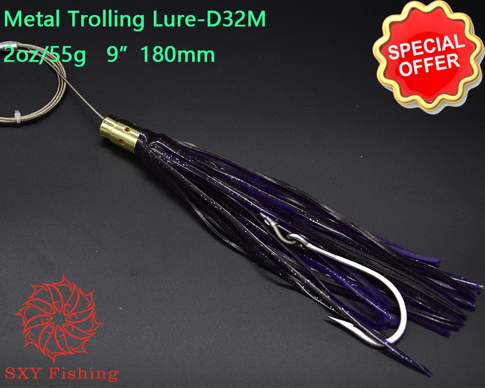 

SXY FISHING D33 Gold Metal Trolling Lure Weigth 2oz Metal sea fishing Trolling octopus lure Ship bait perfect swimming stroke
