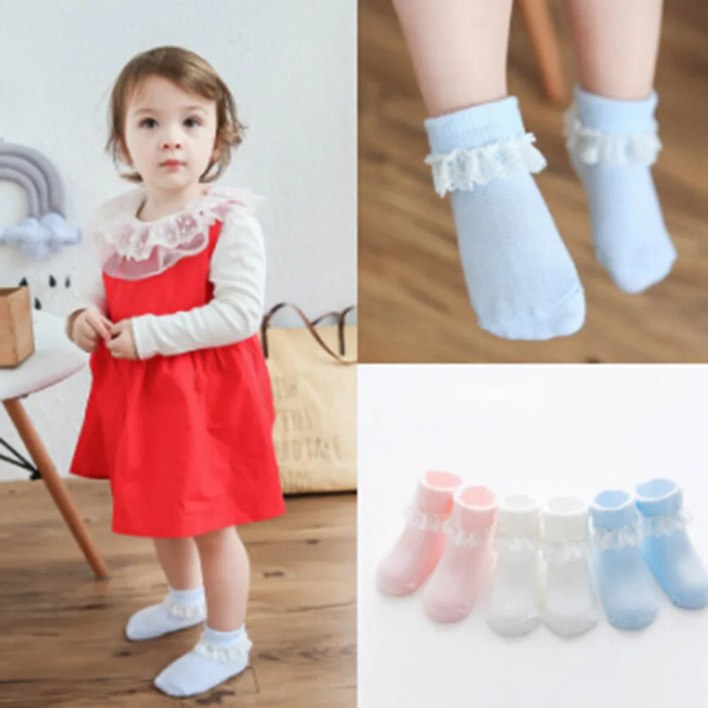 3 Pairs/pack New Winter Candy Colors Retro Lace Ruffle Frilly Ankle ...