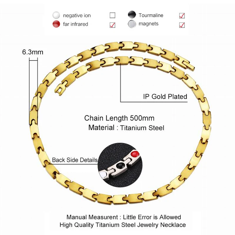 Корейские ювелирные изделия титановая сталь германий магнитные ожерелья для женщин мужчин Серебро Золото Цвет энергии Магнит колье ювелирные изделия