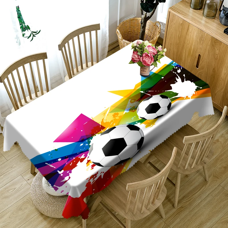 

3D Tablecloth Painted Football Pattern Polyester Cotton Material Dustproof Tablecloth Wedding Party Decoration Table Cloth