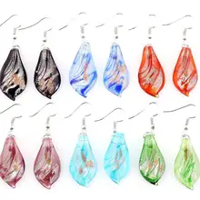 QianBei, 6 пар,, много листьев муранского стекла, серебряные серьги с крючками, бижутерия амулет для вечеринки свадьбы Рождества, подарок