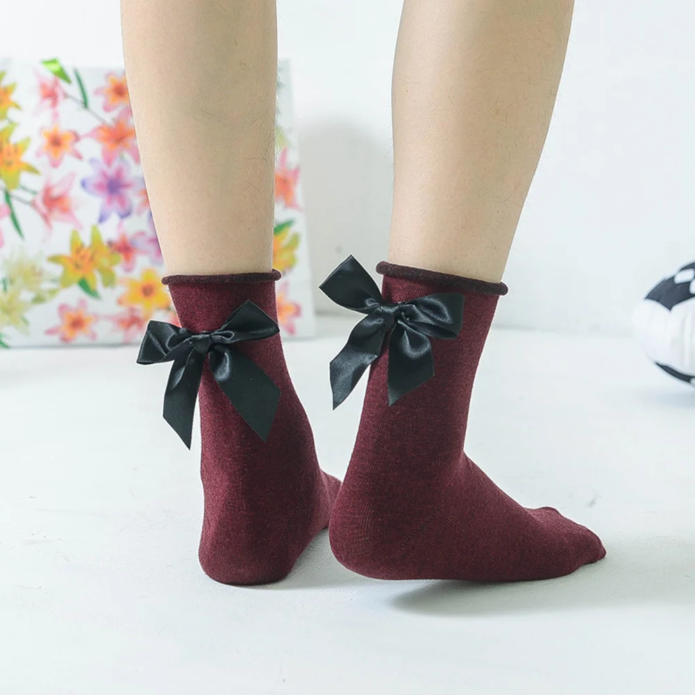 8 цветов, зимние короткие носки с шелковым бантом, забавные золотые и серебряные короткие носки с большим бантом, женские короткие носки