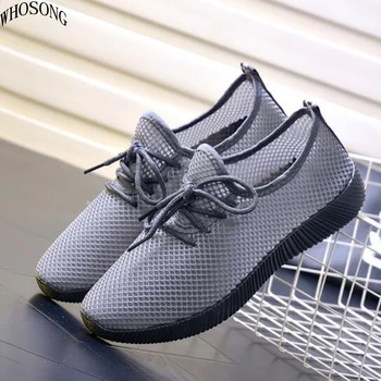 

WHOSONG Fashion summer shoes men casual air mesh shoes large sizes 44 lightweight breathable slip-on flats chaussure homme M165