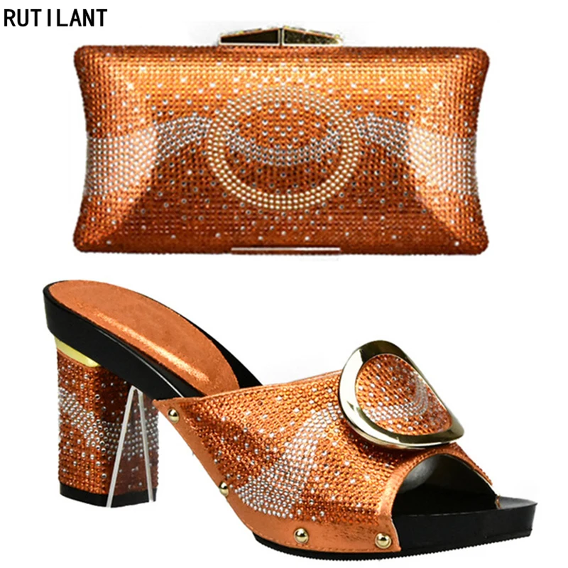 Noir Africain Et Orange De La Italien Pour or Assorties 2018 Chaussures Sacs Sac jaune Ensemble En orange Africains argent Mariage Couleur Fête Femmes a6q6UwEv