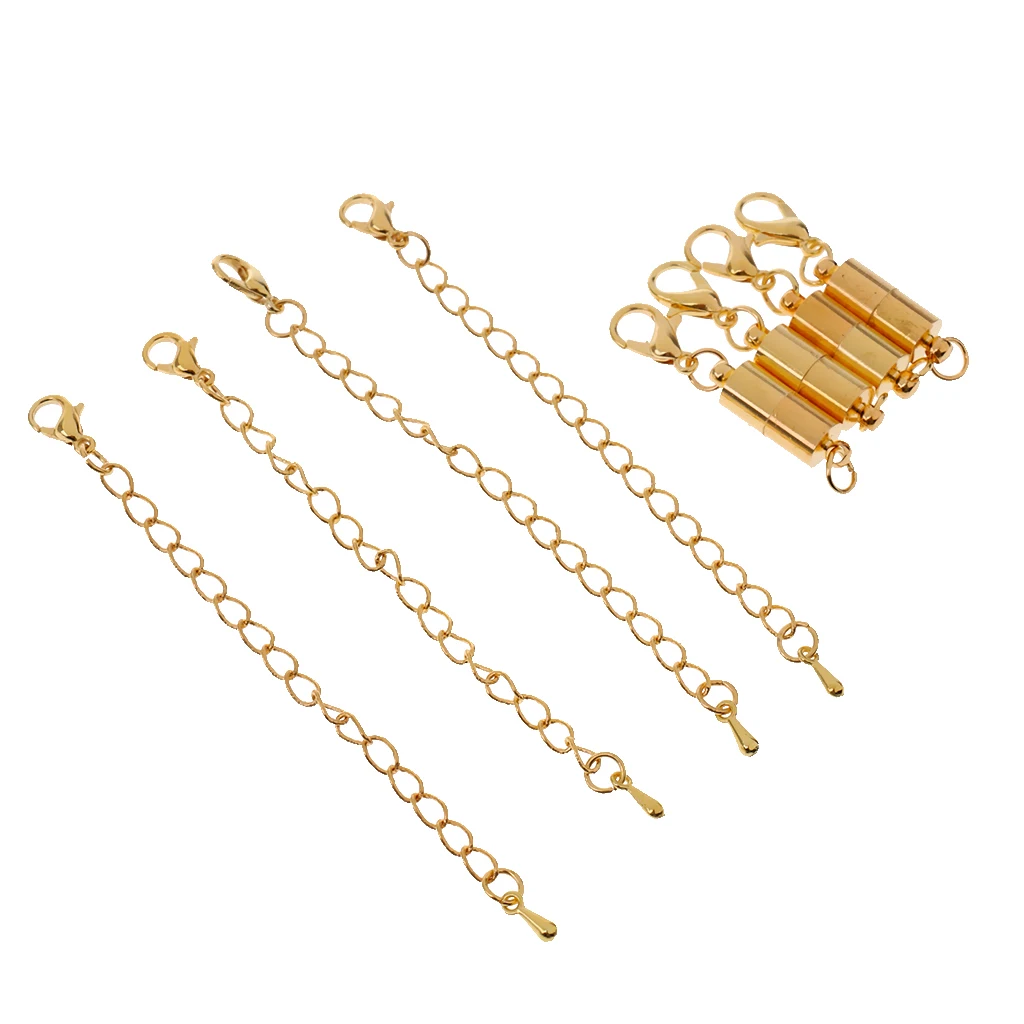 4pcs Magnetic Clasps Jewellery Findings Gold Tone Alloy Extender Link Chains