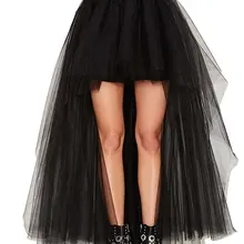 QC6658 Новая Модная Летняя асимметричная газовая юбка, сексуальные черные Пышные юбки, длинная и короткая Пышная юбка