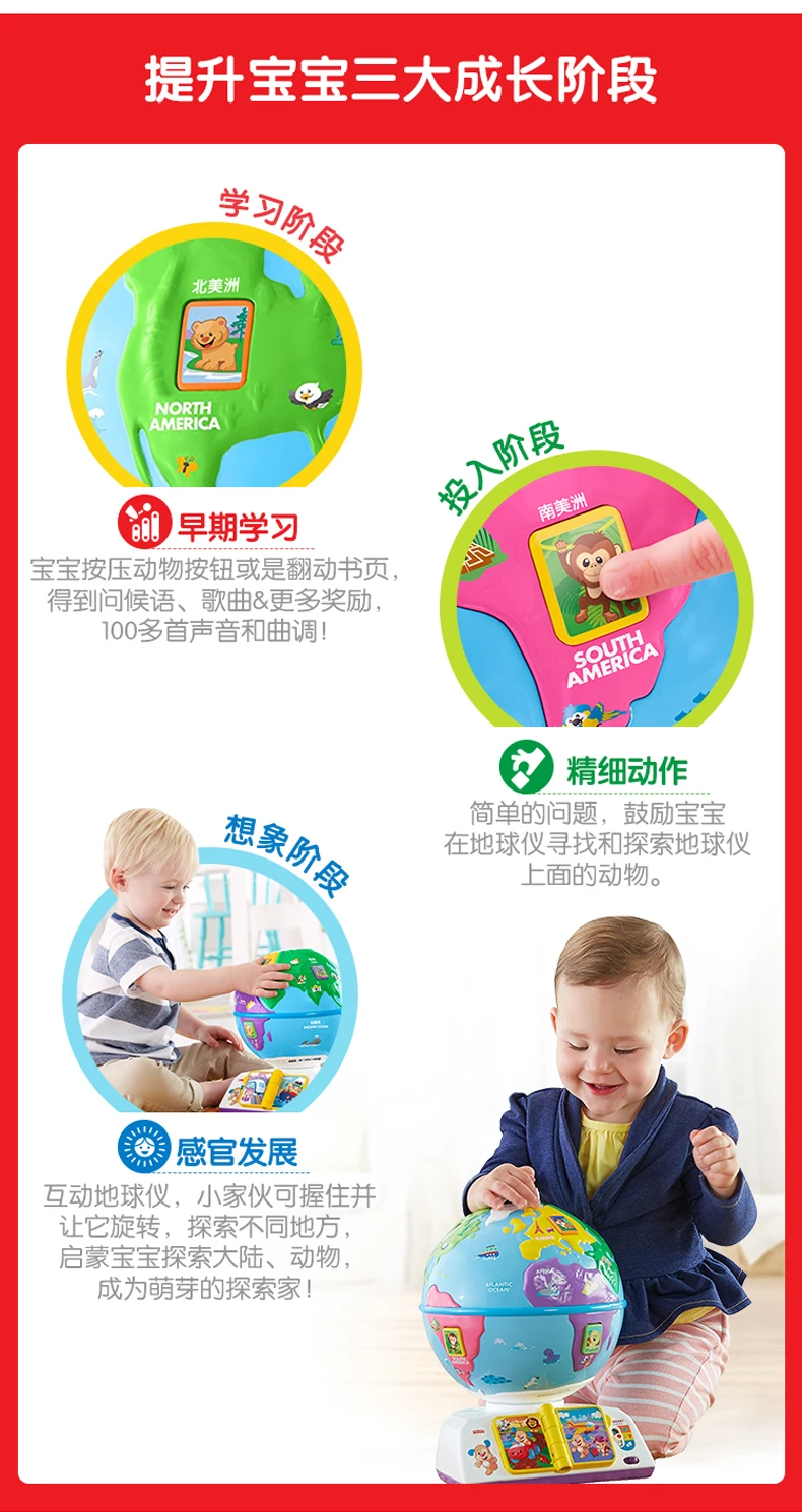 Fisher-Price новая обучающая игрушка для малышей играть Глобус двуязычный DWN38 ранее детство обучающий игрушки на подарок ребенку на Рождество