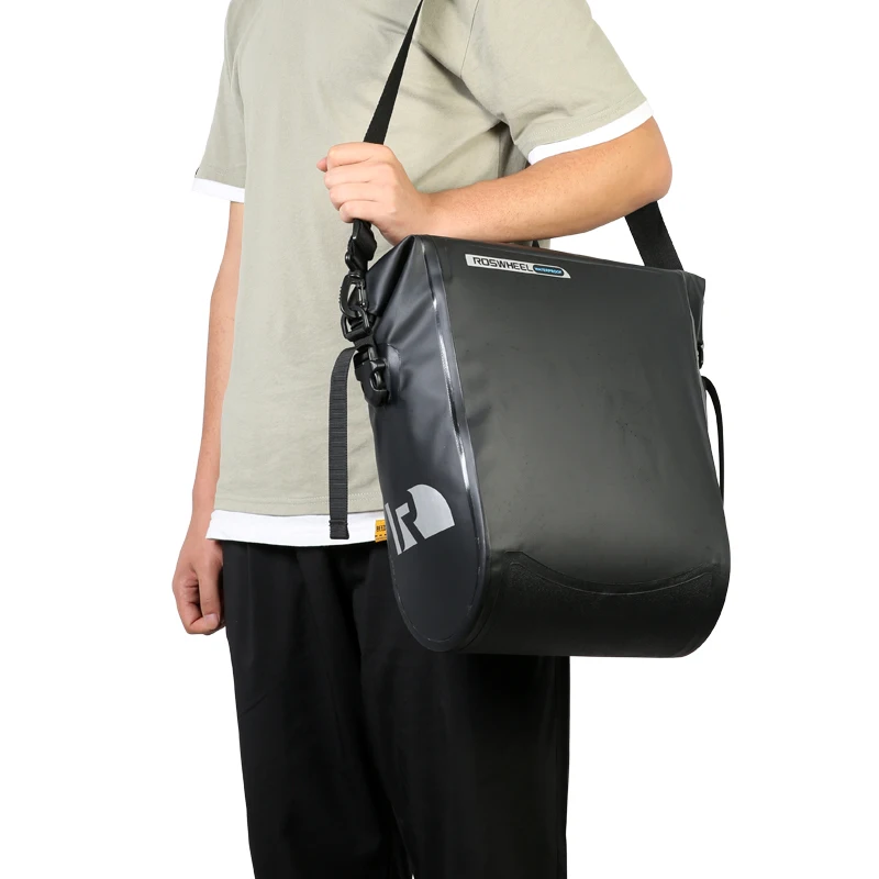 Flash Deal Roswheel 20L Full Waterproof Mountain Bike Bicycle Cycling Pannier Bag Back Rear Seat Trunk Bag Rack Pack Dry Series 141364 4