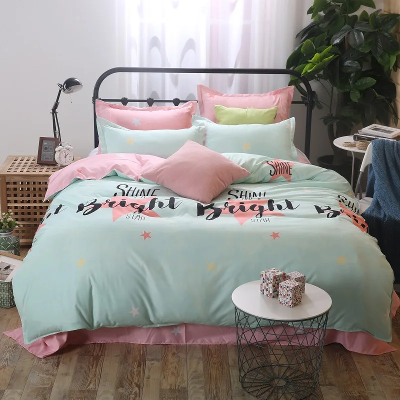 

Bedding Set Cartoon little fresh and simple Love bear 4pcs/3pcs Duvet Cover Sets Bed sheet pillowcase Soft Polyester Bed Linen