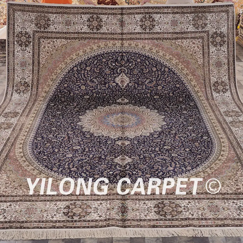 Yilong 9'x12 Handmake персидский большой Ковры античный голубой шелковые ковры(lh165a9x12
