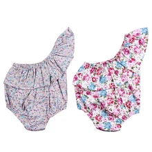 Flower Baby Girl Romper Summer Short Sleeve One-piece Beachwear Ruffles Jumpsuit Off Shoulder Clothes 3-18M