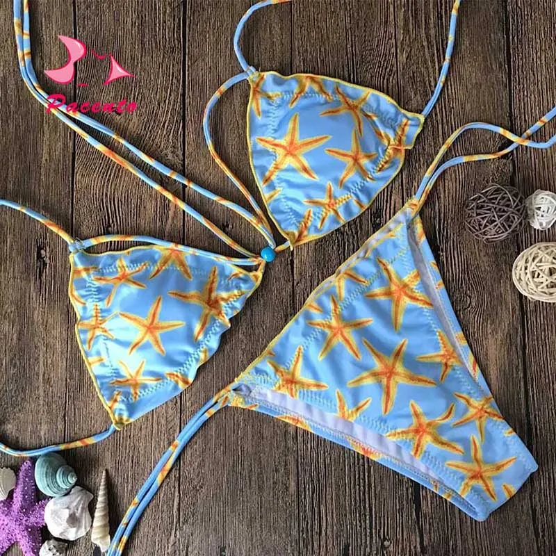 

Pacento Criss Cross Strappy Halter Bikini Micro Sling Biquine Starfish Bathing Suits Women Swimwear Female Sexy Swimsuit Plavky