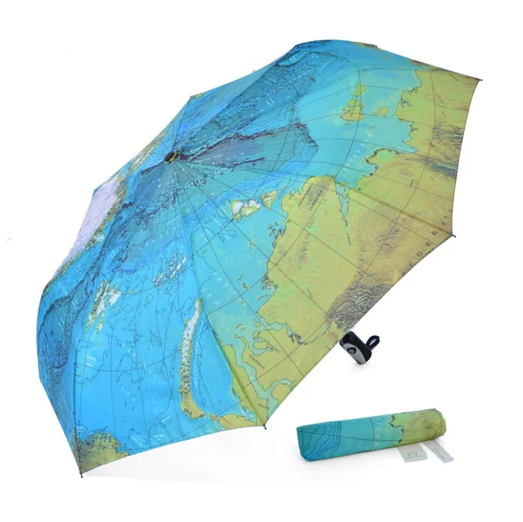 

Hot World Map Auto Open /Auto Close UV-Coating Windproof 3 Fold Business Umbrella Travel Rainy Umbrella With Carrying Sleeve