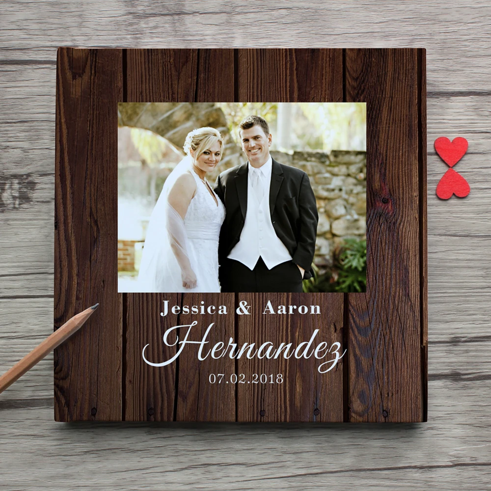 Personalized white wedding guest book,I love you forever,custom anniversary gift guestbook,personalized couple photo album sign