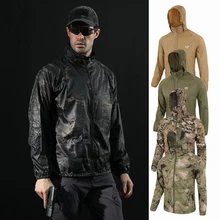 Мужская ветровка с защитой от ультрафиолета, охотничьи куртки для активного отдыха, тактическая походная охотничья одежда, быстросохнущая камуфляжная куртка