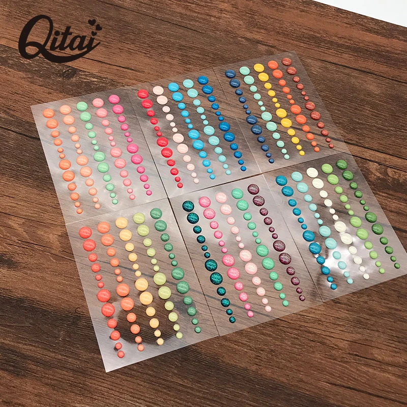 Enamel Dots Sticker QITAI 6sheets /lot Scrapbooking Sparkle Glitter