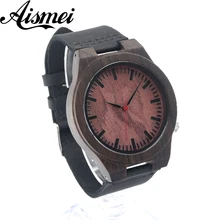 Excellente qualité top japonais mouvement montres en cuir bambou en bois montres pour hommes et femmes cadeaux