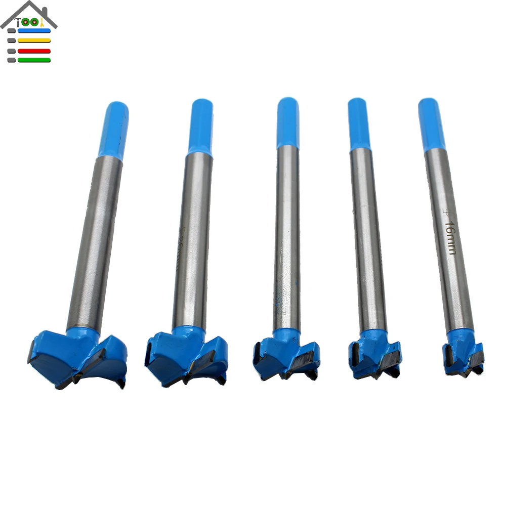 

5PC 16-35mm Forstner Core Drill Bit Set Depth 0-100mm for Woodworking Hole Saw Wood Cutter Drilling Long Shank