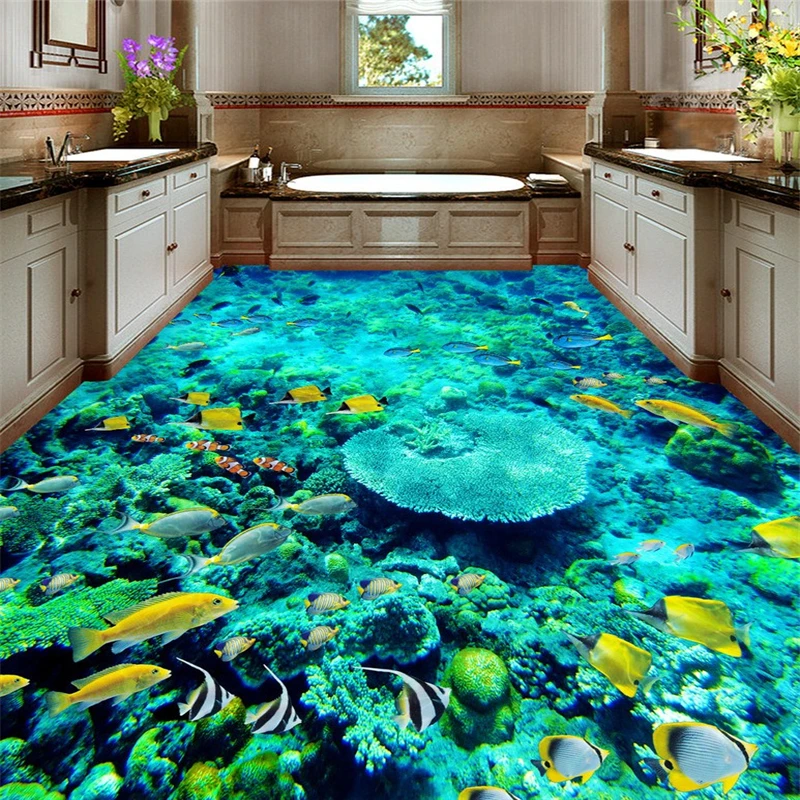 

papel de parede 3d flooring wall stickers sitting room wall paper waterproof self adhesive wallpaper bathroom underwater world