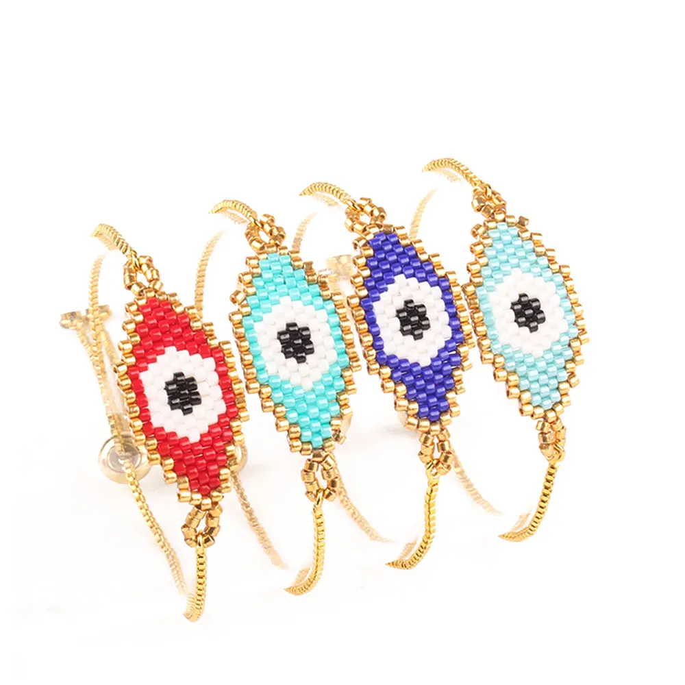 Shinus Miyuki браслет evil eye Miyuki Pulsera Mujer турецкий глаз браслет Boho золотая цепочка летние ювелирные изделия из бисера ткацкий станок