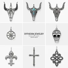 Bull Череп Буйвола, кулон, Модные украшения 925 пробы серебро черненое хип хоп модные украшения для Для женщин Для мужчин мальчиков и девочек Fit Цепочки и ожерелья