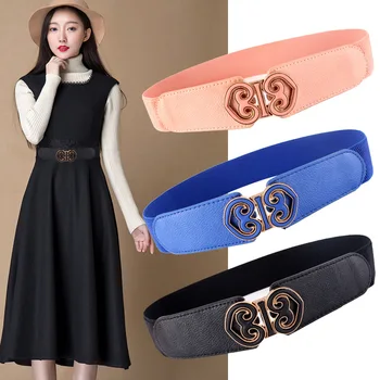 

KWD Designer Belts High Quality Women Fashion 2019 Ladies Knitted Elastic Heart Waist Belt Dress Female Slimming Cummerbunds
