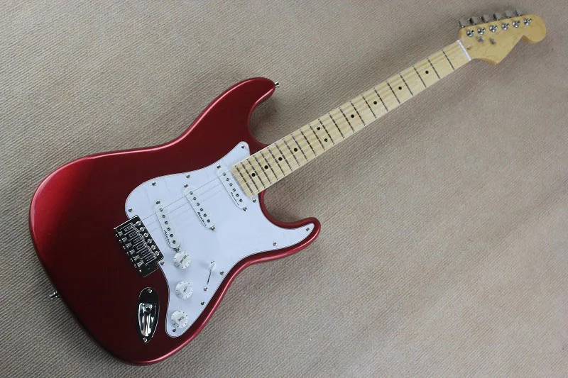Новое поступление гитары F SSS Stratocaster Красный Белый накладку 6 Строки натурального