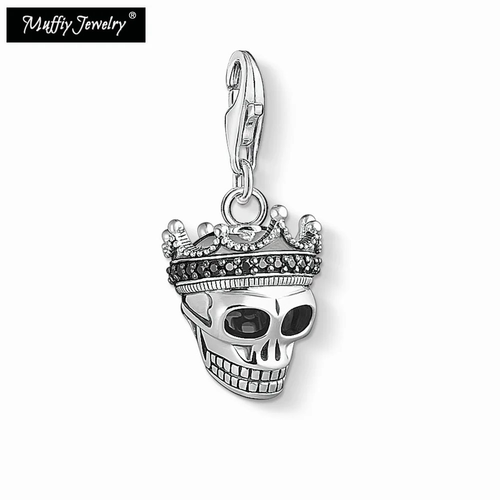 

Skull King Pendant Charm,Europe Style Muffiy Club Good Jewelry For Women,2018 Punk Gift In Silver Fit Bag Necklace Bracelet