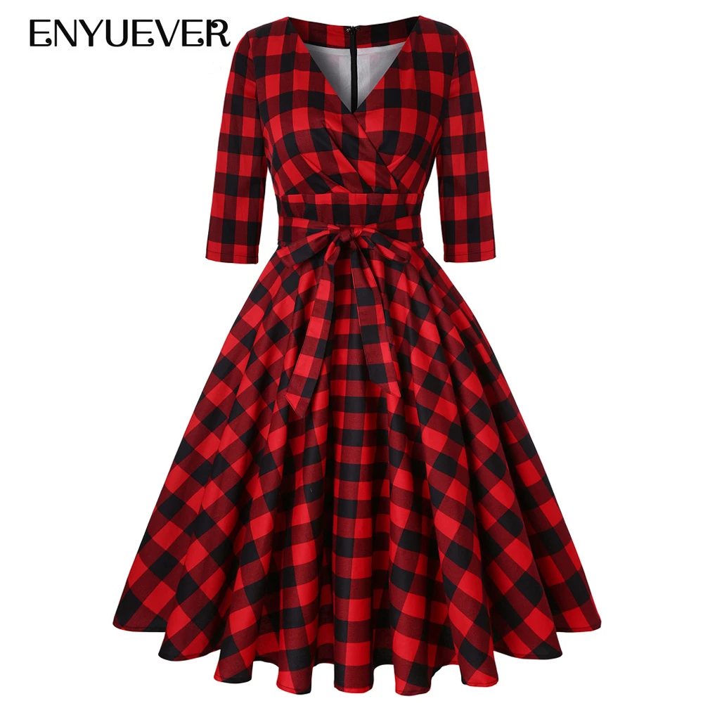 checked dress womens