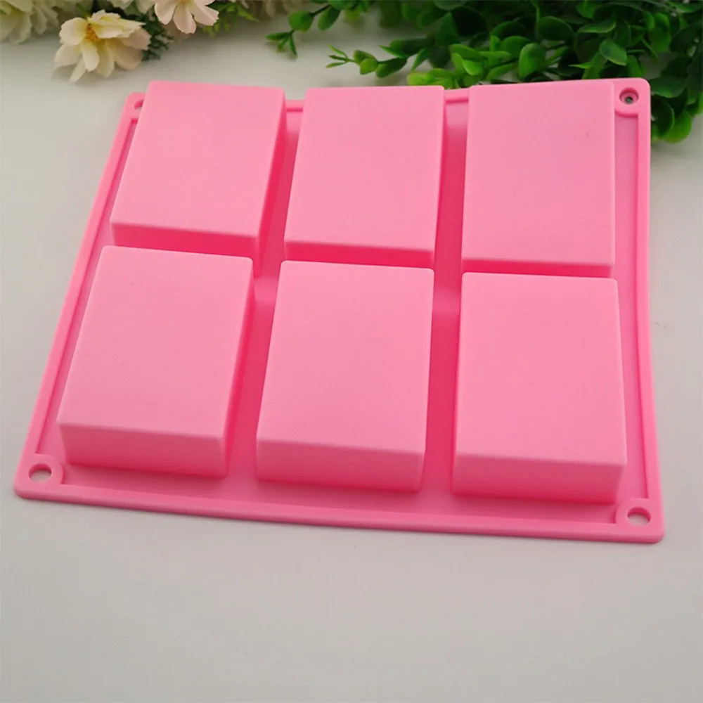 

6 Cavity Plain Basic Rectangle Silicone Soap Mould Bake Mold Tray For Homemade DIY Craft Soap Mold Decor Tools Moule Savon