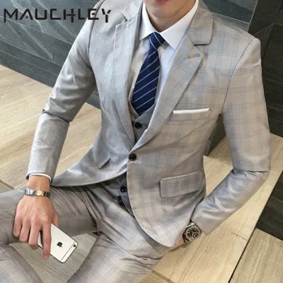 Wedding Dress 2018 Mens Suit 3 Piece (Jacket+Vest+Pants