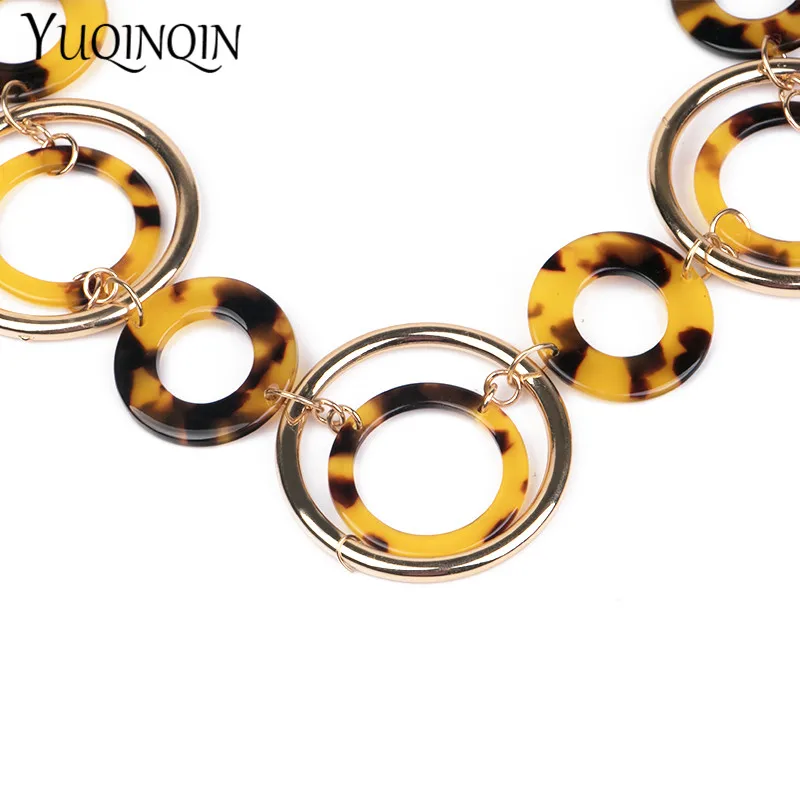 Long Gold Metal Chains Fashion Big Necklace Women Round Geometric Acrylic Designer Vintage Necklaces for Girls Jewelry Wholesale