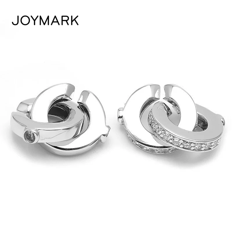 

14mm Zircon Micro Pave And Smooth Surface Donuts 925 Sterling Silver Clasps Connectors Jewelry Findings SC-CZ101