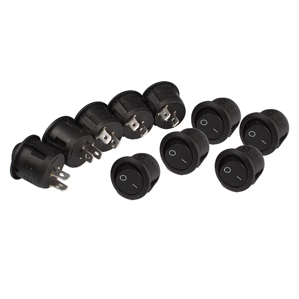 

10PCS Mini Round Black 2 Pin SPST ON-OFF Rocker Switch Button Diameter 23mm