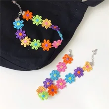Новая мода для женщин, цветное колье с ромашками, корейское кружевное ожерелье ручной работы для девушек, летнее ювелирное изделие