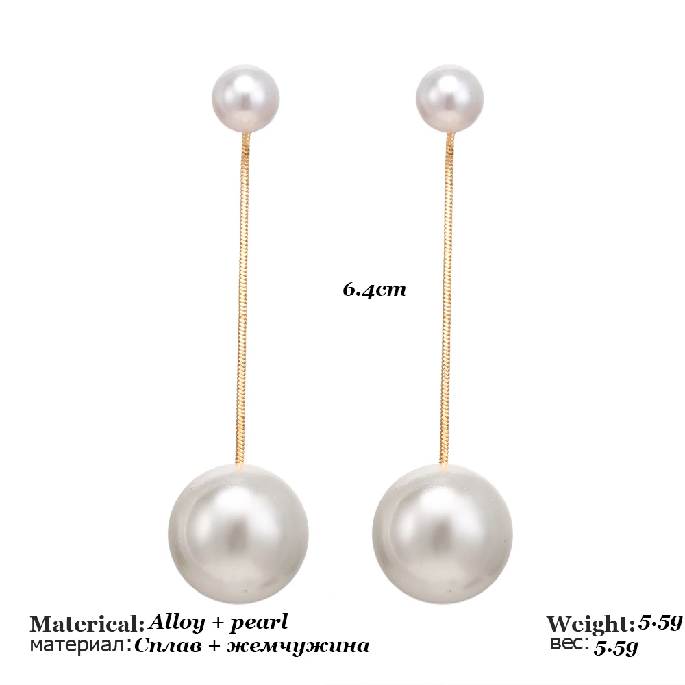 Korean Simulated Pearl Long Tassel Bar Drop Earrings For Women OL Style Sweet Dangle Brincos Party Jewelry Gift Wholesale