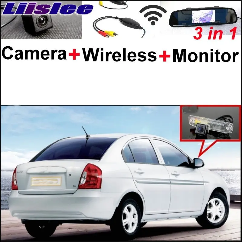 

Liislee 3 in1 Special Rear View Camera + Wireless Receiver + Mirror Monitor Easy Back Up Parking System For Hyundai Accent MC