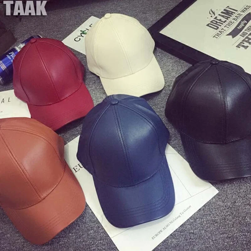 

VORON New fashion PU Baseball Cap women Hats For men fall Leather cap Trucker cap Sports snapback winter hats for women 8 color