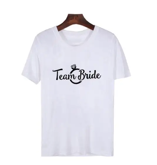 

Women Short Sleeve Hipster Tee TEAM BRIDE Funny T-Shirt Cotton Harajuku Bridemaid Aesthetic Diamond ring Gift Camisetas Shirts