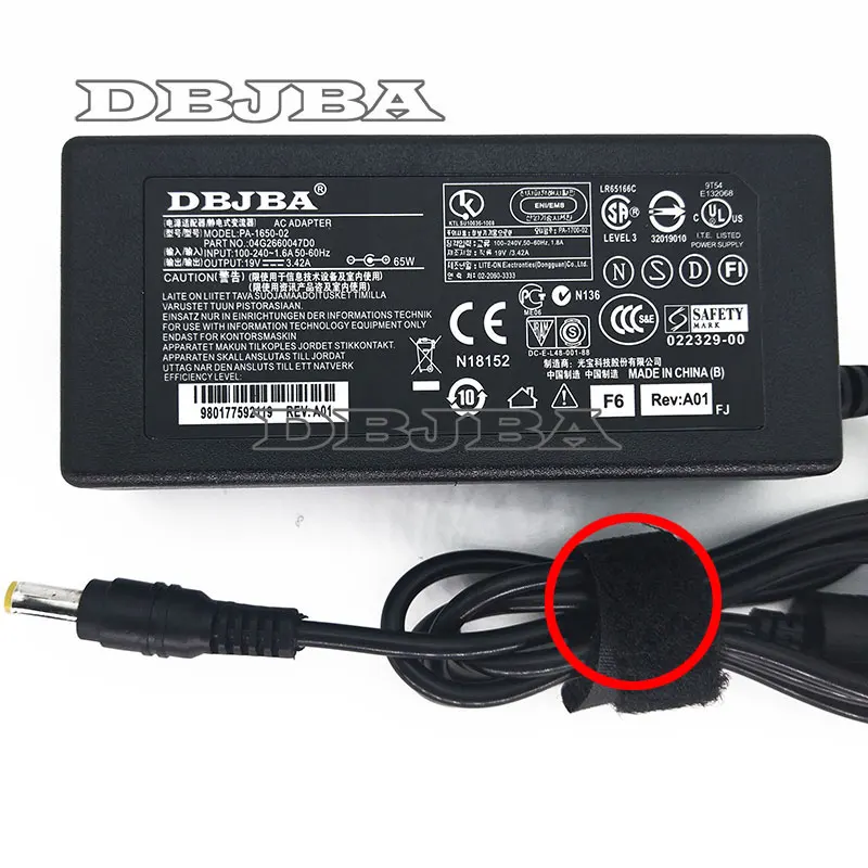 Зарядное устройство адаптер переменного тока 19V 3.42A 65W для Acer Aspire 5520 5530 5570 5742G 5742