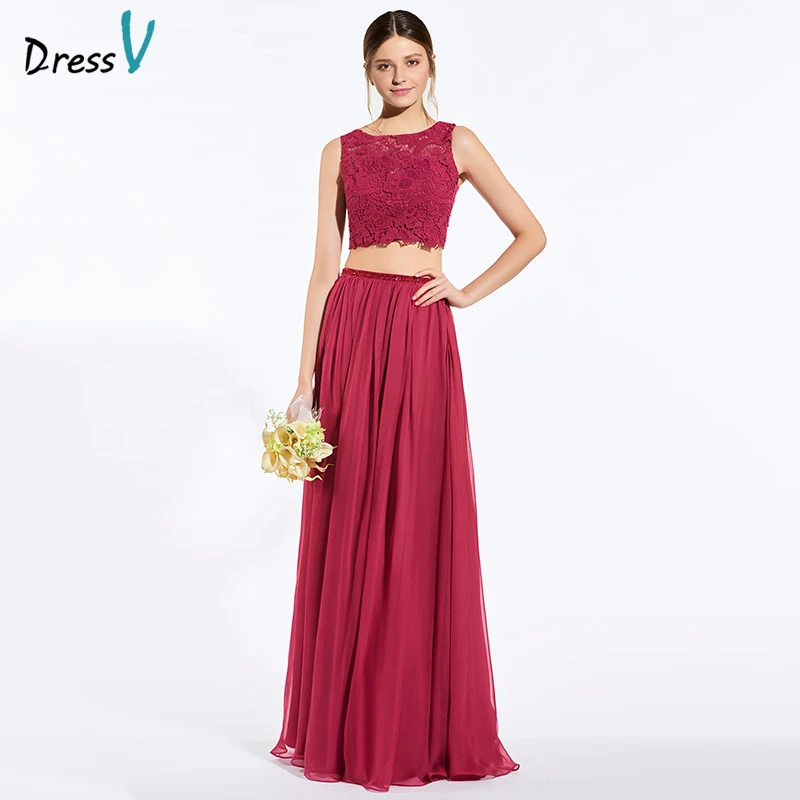 Vestido elegante de dos piezas para dama de honor, con botones, en color burdeos, Dressv, largo hasta el suelo, con para dama de honor| - AliExpress