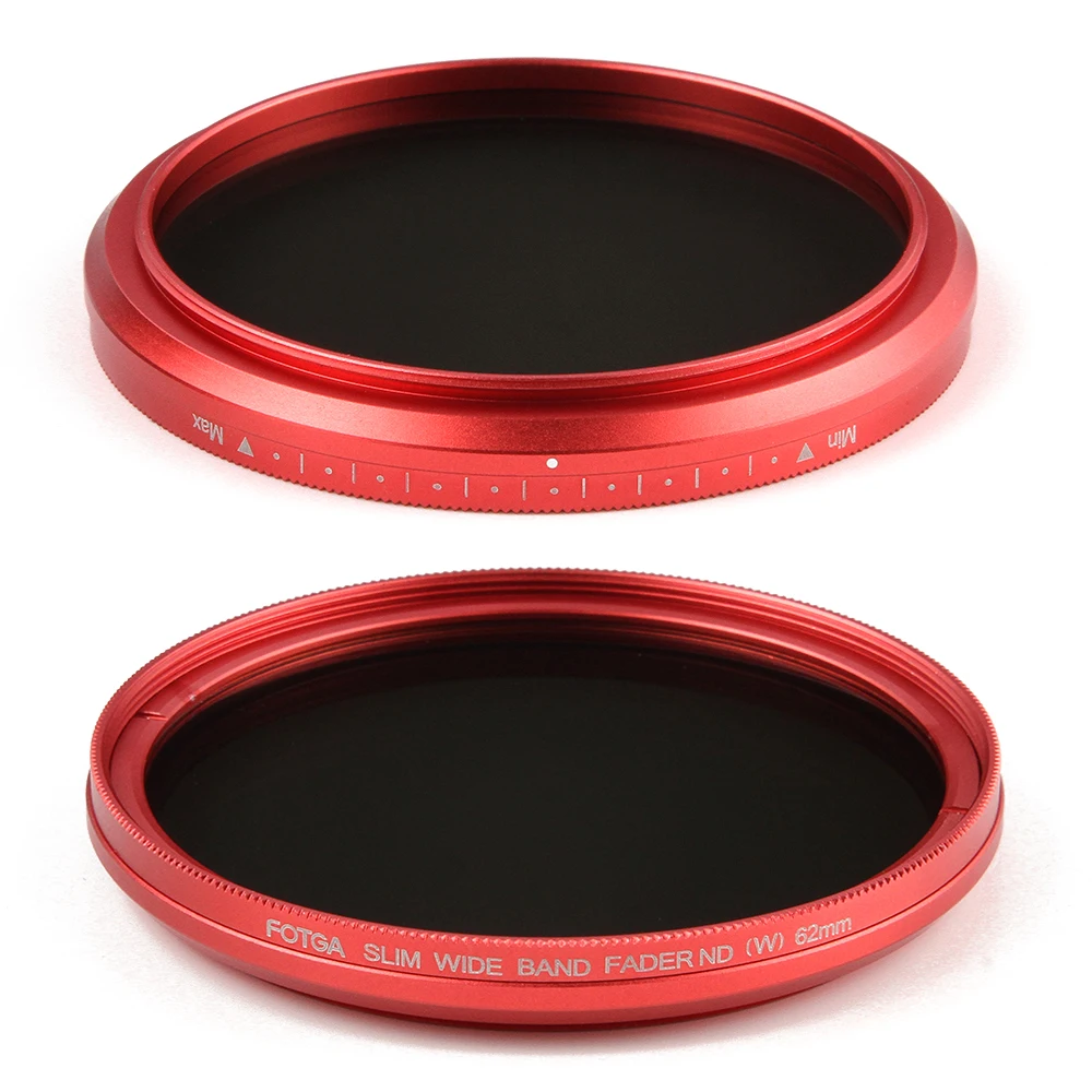 Camera Lens Filter FOTGA Ultra Slim 40.5-82mm Fader Adjustable Variable ND Lens Filter ND2 ND8 ND400 Red