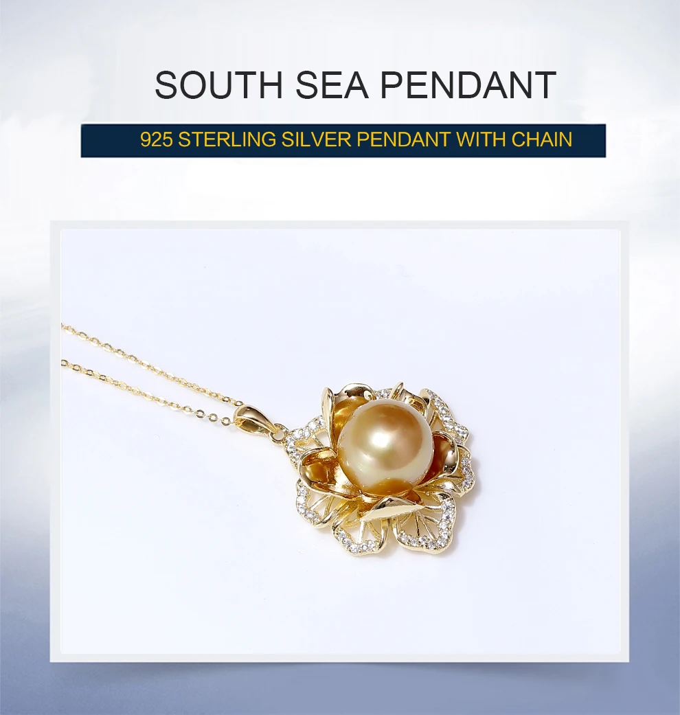 YS 10-11 мм элегантный круглый Южно-морской жемчуг кулон 925 пробы Серебряное Ожерелье Подарок на годовщину