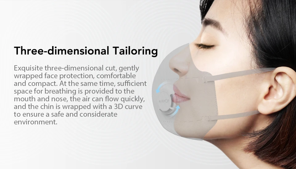 Xiaomi Mijia AirPOP Airwear Mask Light 360 PM2.5 Anti-Pollution Anti-haze FaceMask Material Antibacterial AIRWEAR Filter (10)