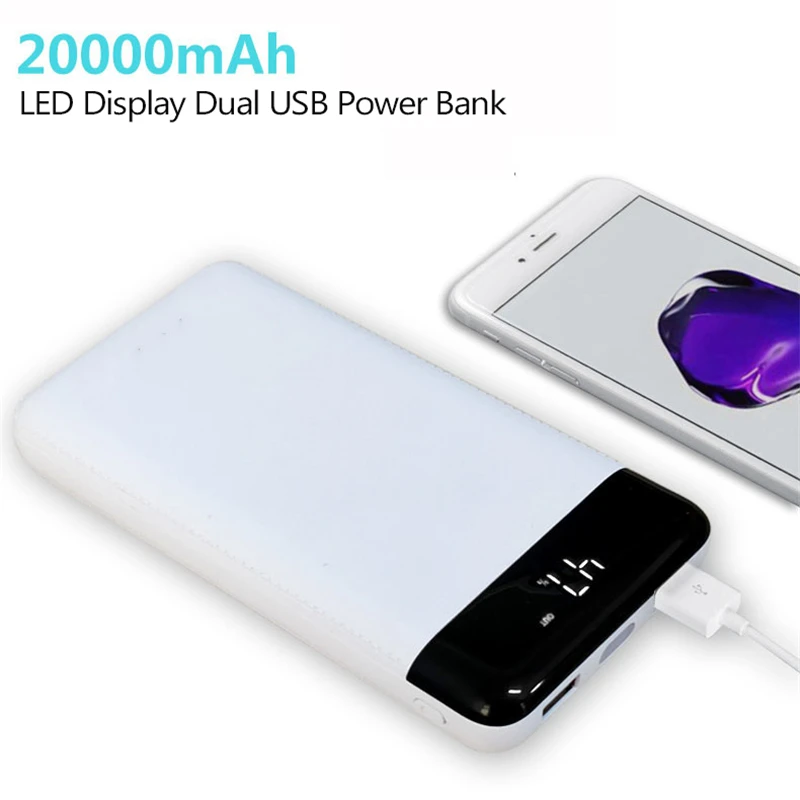 Высокая емкость 20000 мАч power Bank для Xiaomi Dual USB выход power bank портативный внешний аккумулятор для iphone samsung мобильный телефон