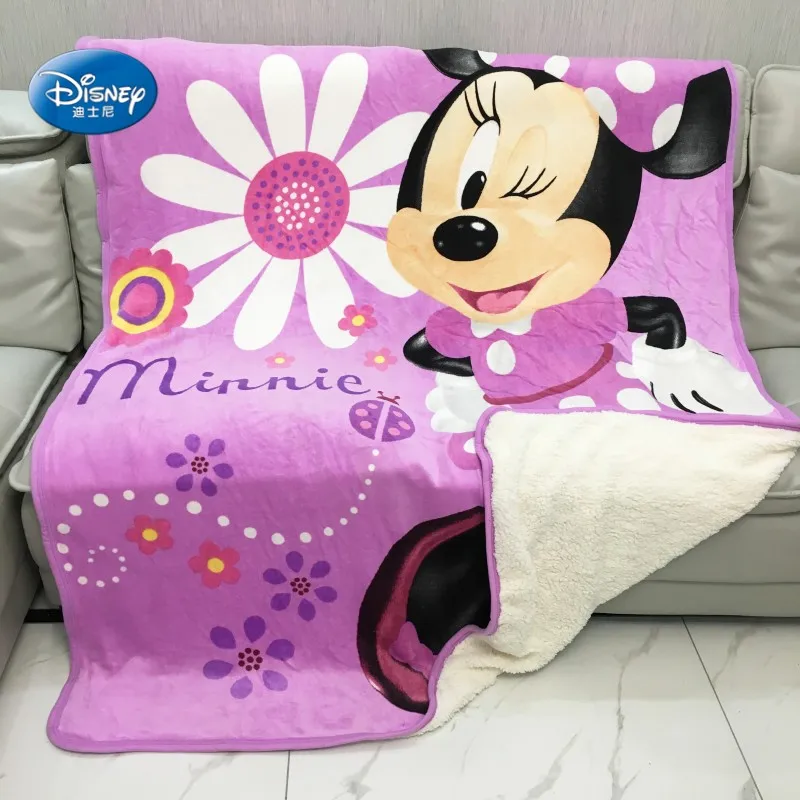 Disney Double Layers Lilic Minnie Mouse Sherpa Thick Blanket Throw Twin